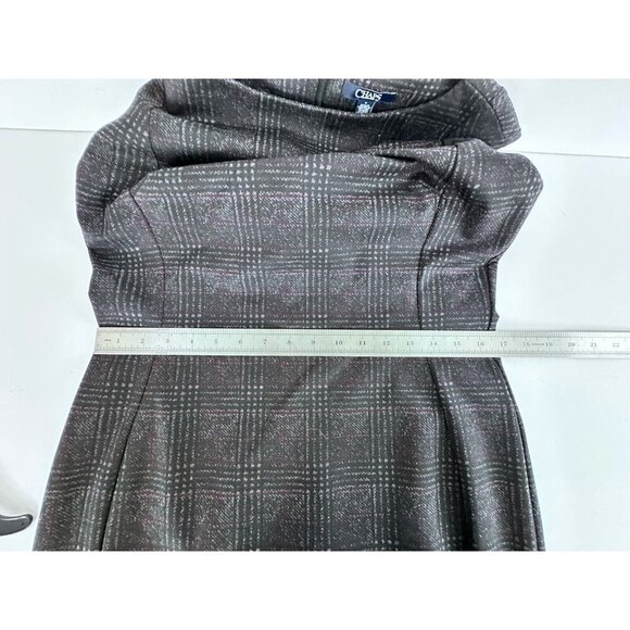 Chaps Womens Sleeveless Sheath Dress Gray Red Plaid Size Medium Office Cocktail - Picture 15 of 15